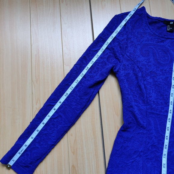 H&M Cobalt/Royal Blue Bodycon Long sleeve Dress - Picture 7 of 8